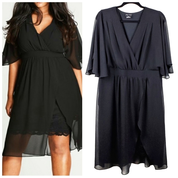 City Chic Dresses & Skirts - City Chic Love Affair Chiffon Overlay Dress
